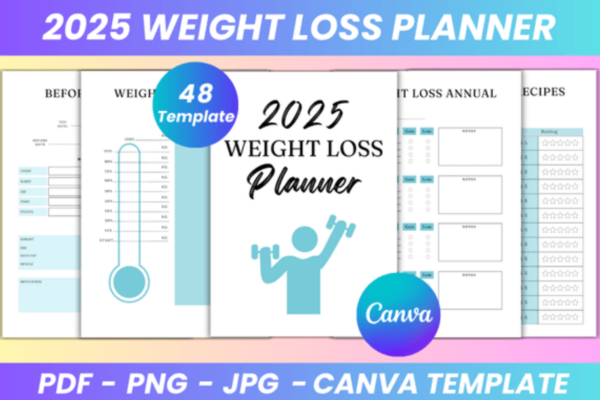 2025 Weight Loss Planner Canva Kdp