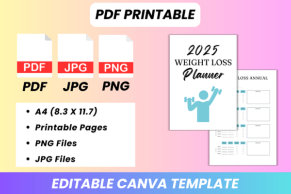 2025 Weight Loss Planner Canva Kdp – Image 4